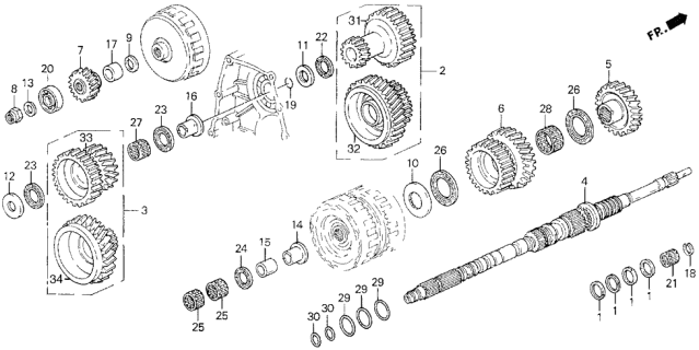 1993 Acura Legend Gear, Countershaft Low Diagram for 23421-PY4-305