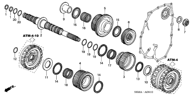2006 Acura RSX 3 Door BASE KA 5AT AT Secondary Shaft Diagram