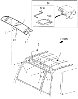 1996 Acura SLX 4 Door 4LS (PREMIUM) KA 4AT Air Deflector Diagram