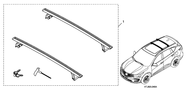 2019 Acura RDX 5 Door ADV (SH-AWD) KA XAT Crossbars (Silver) Diagram