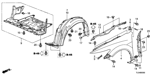 2014 Acura TSX Left Front (Dot) Fender Diagram for 60260-TL0-A91ZZ