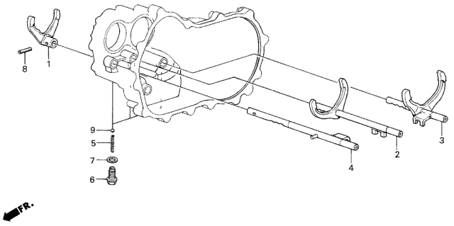 1989 Acura Integra Fork, Top Gearshift Diagram for 24211-PC8-J00
