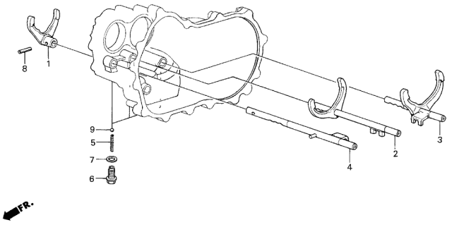 1988 Acura Integra 5 Door LS KL 5MT MT Shift Fork - Setting Screw Diagram
