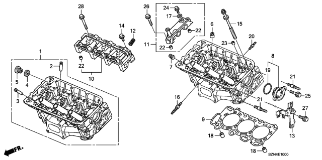 2013 Acura ZDX 5 Door ZDX KA 6AT Front Cylinder Head Diagram