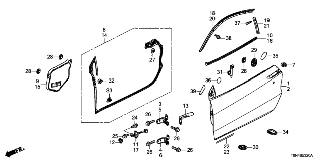 2020 Acura NSX Weatherstrip, Left Front Door (Inner) Diagram for 72375-T6N-A01