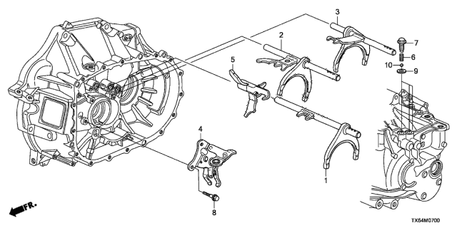 2013 Acura ILX 4 Door 24PREM (2.4) KA 6MT MT Shift Fork - Shift Holder Diagram
