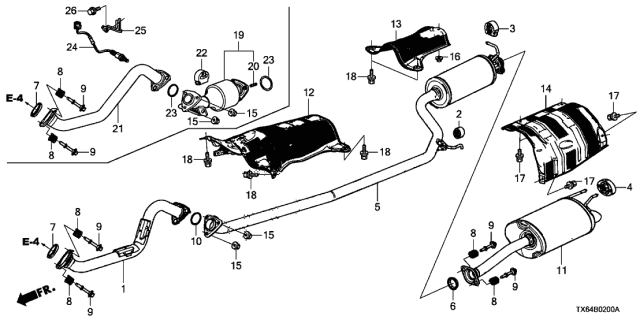 2014 Acura ILX Exhaust Pipe - Muffler (2.0L) Diagram