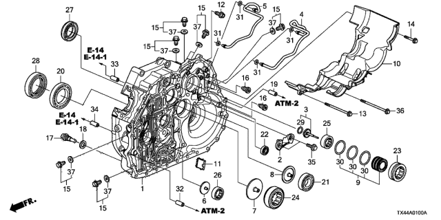 2015 Acura RDX AT Torque Converter Case Diagram