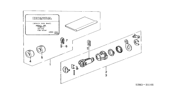 2002 Acura CL Cylinder Kit, Passenger Side Door Diagram for 06721-S73-A01