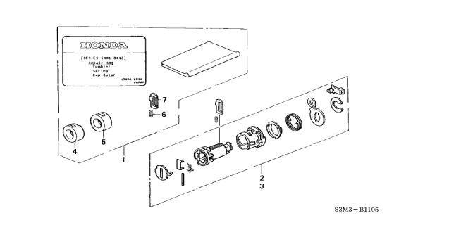 2002 Acura CL Cylinder Kit, Driver Side Door Diagram for 06725-S73-A01