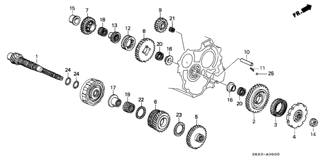 1993 Acura Integra 4 Door GSL (LEATHER) KL 4AT AT Countershaft Diagram