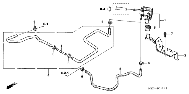 2000 Acura TL Purge Tube Assembly Diagram for 36165-P8E-A00