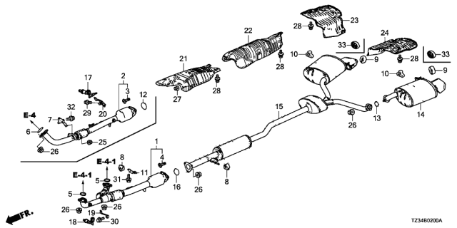 2020 Acura TLX Exhaust Pipe - Muffler (2WD) Diagram