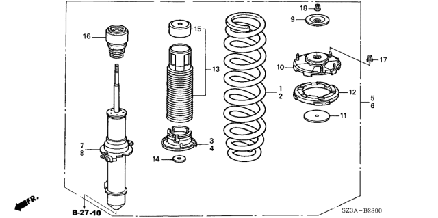 2004 Acura RL Left Front Shock Absorber Unit Diagram for 51606-SZ3-A22