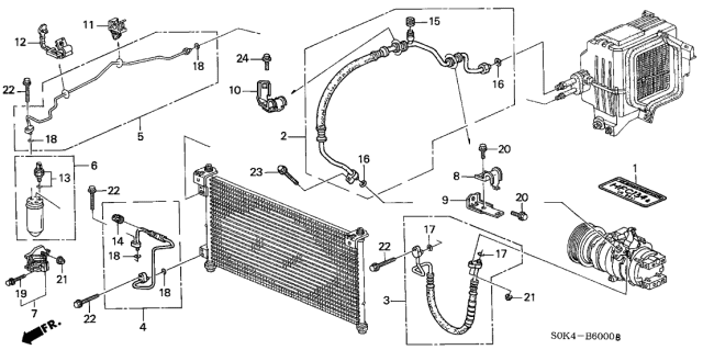 2003 Acura TL A/C Hoses - Pipes Diagram