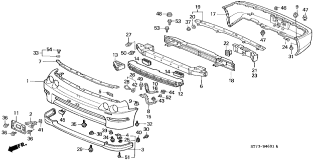 2001 Acura Integra Bumper Side Cushion Diagram for 74177-ST7-000