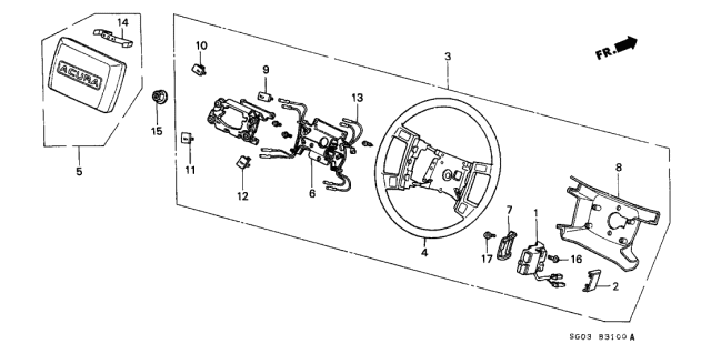 1987 Acura Legend Cover, Steering Wheel (Upper) (Black) Diagram for 78513-SG0-A02ZA