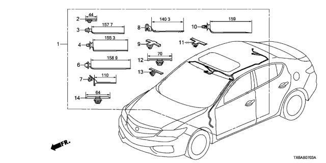 2018 Acura ILX Wire, Sunroof Diagram for 32156-TV9-A00