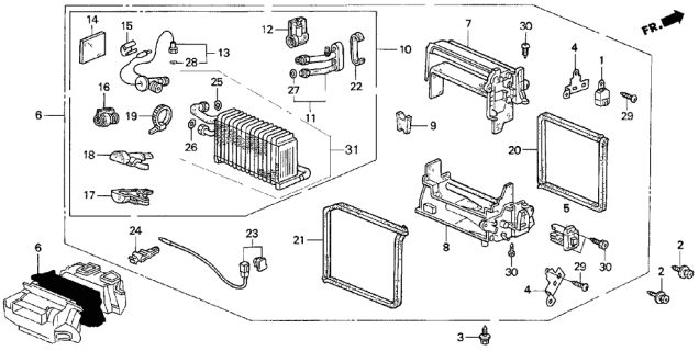 1995 Acura TL A/C Cooling Unit Diagram