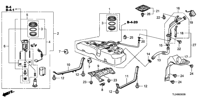 2009 Acura TSX Cover Set, Fuel Filler Diagram for 17667-TA0-A00