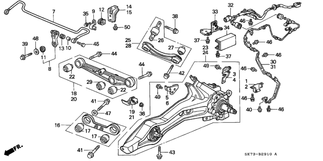 1993 Acura Integra Left Rear Compensator Arm Diagram for 52341-SR3-000