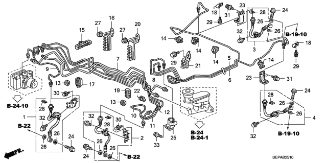 2008 Acura TL 4 Door BASE (NAVIGATION) KA 5AT Brake Lines (VSA) Diagram