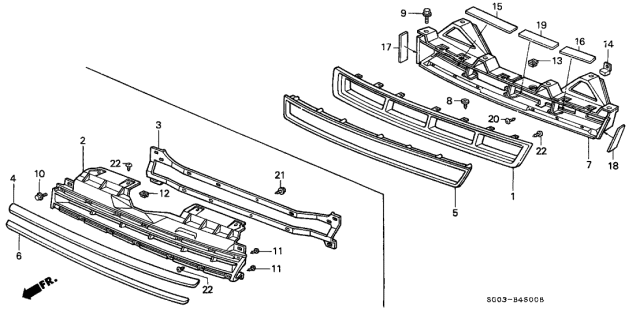 1990 Acura Legend Front Grille (Granada Black Pearl) Diagram for 75101-SG0-A22ZG