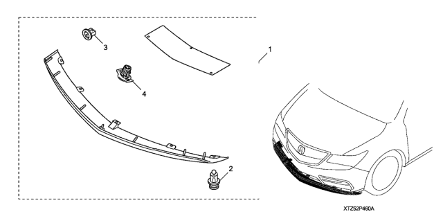 2014 Acura MDX 5 Door TECH (SH-AWD) KA 6AT Sport Bumper Trim (Front) Diagram