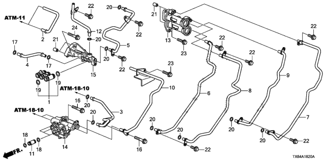 2016 Acura ILX 4 Door TECH (PLUS A-SPEC) KA DCT AT Oil Pipes Diagram