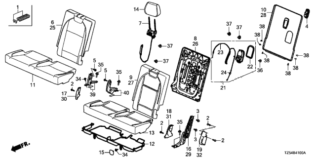 2014 Acura MDX Rear Seat Diagram