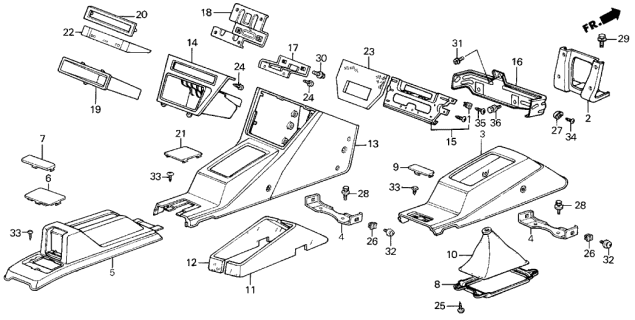 1988 Acura Integra Console Diagram
