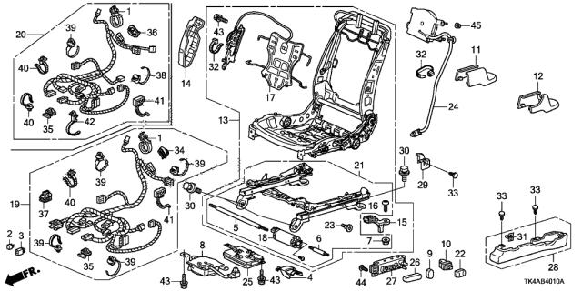 2013 Acura TL 4 Door TECH (SHAWD) KA 6MT Front Seat Components Diagram 1