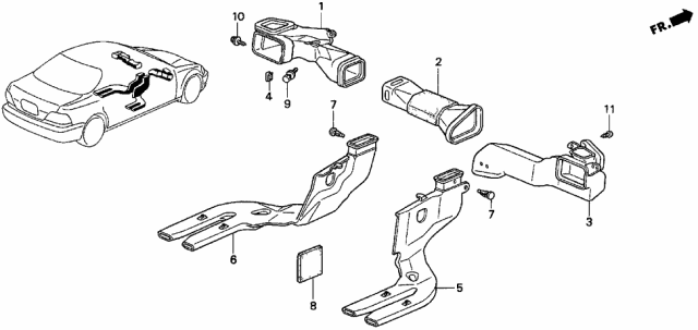 1998 Acura TL Duct, Right Rear Heater Diagram for 83333-SW5-000