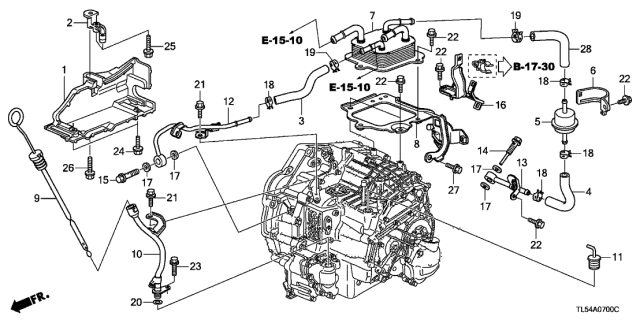 2013 Acura TSX AT Oil Level Gauge - ATF Pipe Diagram