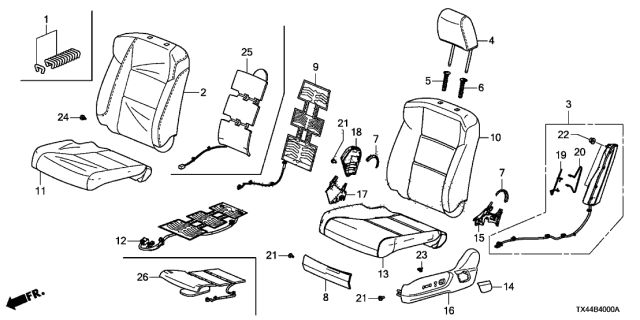 2014 Acura RDX Front Seat Diagram 1