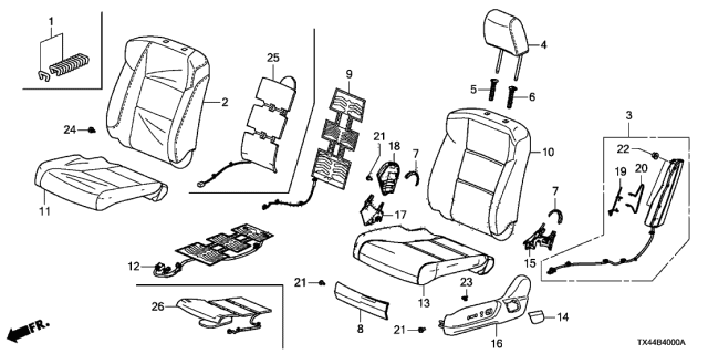 2013 Acura RDX Heater, Left Front Seat Cushion Diagram for 81534-TX4-A01