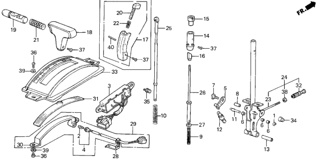 1989 Acura Integra 3 Door LS KA 4AT Select Lever Diagram