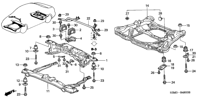 2002 Acura CL Cross Beam Diagram