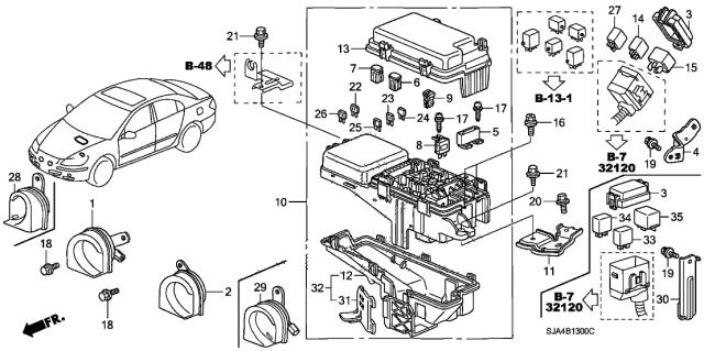 2009 Acura RL Control Unit - Engine Room Diagram 1