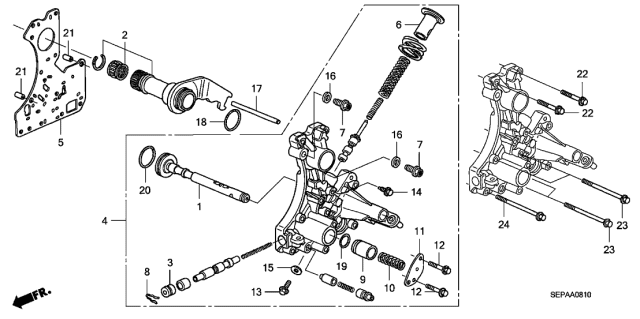 2008 Acura TL AT Regulator Body Diagram