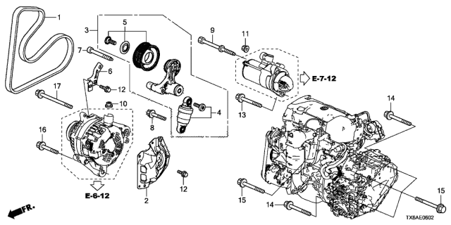 2021 Acura ILX 4 Door 24BASE KA DCT Auto Tensioner Diagram