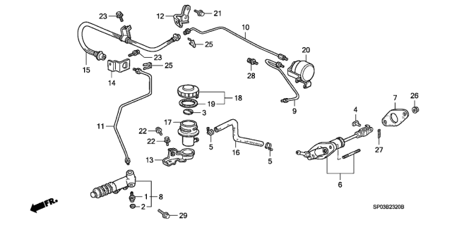 1993 Acura Legend 4 Door STD KA 5MT Clutch Master Cylinder Diagram
