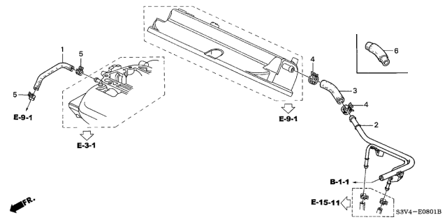 2004 Acura MDX Tube, Breather Diagram for 17136-RDJ-A00