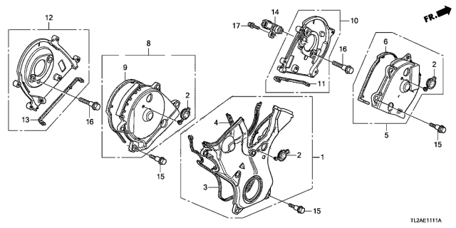 2013 Acura TSX 4 Door TSX V6 KA 5AT Timing Belt Cover (V6) Diagram