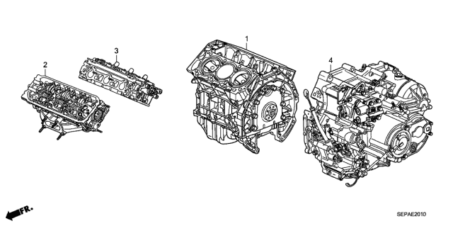 2008 Acura TL General Assembly, Front Cylinder Head Diagram for 10004-RDB-A10