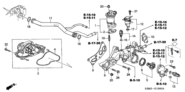 2003 Acura CL Water Passage Diagram for 19410-PGE-A10