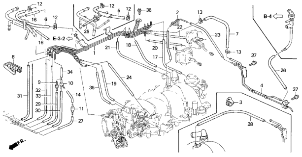1993 Acura Legend 2 Door LS KA 6MT Install Pipe - Tubing Diagram