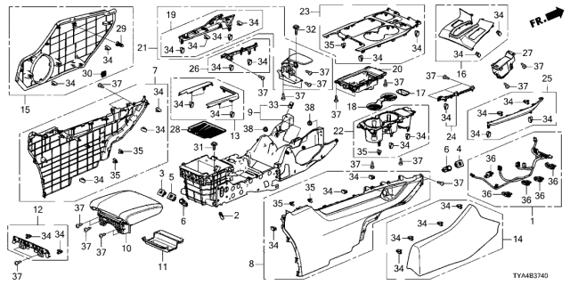 2022 Acura MDX Subcord, Front Console Diagram for 32118-TYA-A00