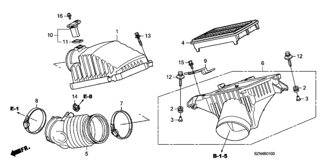 2010 Acura ZDX 5 Door TECH KA 6AT Air Cleaner Diagram