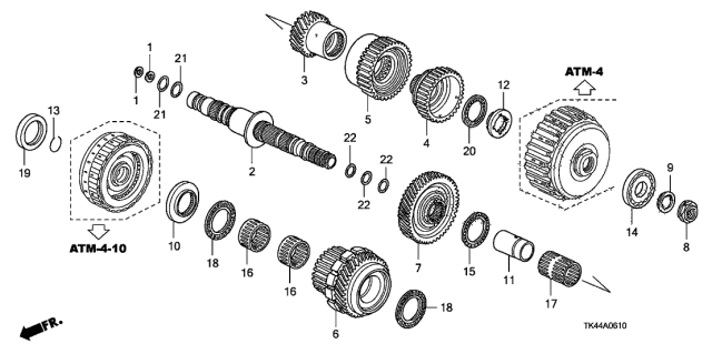 2011 Acura TL 4 Door BASE KA 5AT AT Secondary Shaft Diagram